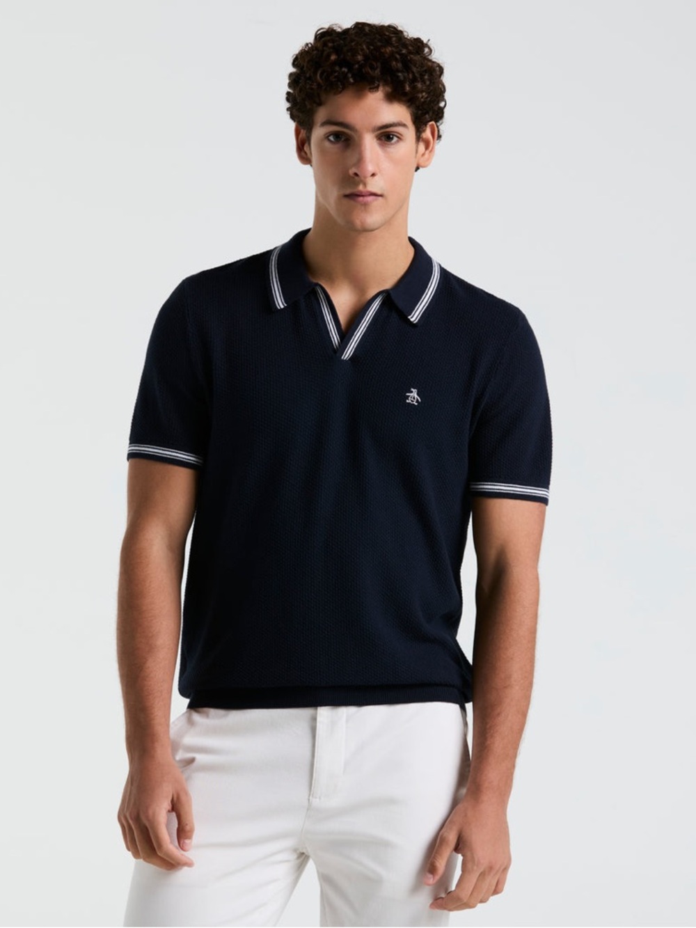 Penguin Textured Johnny Collar Sweater Polo